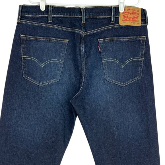 Levi's 505 Men's Regular Fit Stretch Straight Leg Blue Denim Jeans Size 38x34 - Picture 4 of 11